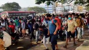 பெங்களூரின் கோயம்பேடாக மாறிய மெஜஸ்டிக் பஸ் நிலையம்.. கொரோனா ஏற்றுமதி மையமாகுமோ என்று அச்சம் 