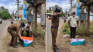 டிரான்ஸ்பார்மர் மின்சாரம் தாக்கி உயிரிழந்த மயில் - தேசியக்கொடி போர்த்தி மரியாதை 
