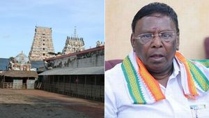 திருநள்ளாறு சனிபகவான் கோவிலில் ஆன்லைன் ஹோமம் - கொரோனா பாதிப்பு நீங்க நாராயணசாமி வழிபாடு 