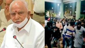 பெங்களூர் கலவரம்.. நகரம் முழுக்க போலீஸ் குவிப்பு.. எடியூரப்பா அவசர ஆலோசனை 