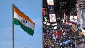 வரலாற்றில் முதல் முறை.. நியூயார்க் டைம்ஸ் சதுக்கத்தில் ஏற்றப்படும் இந்திய தேசியக் கொடி 