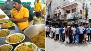 எங்கும் கிடைக்காத விலை.. ரூ.150 -க்கு மட்டன் பிரியாணி.. 1 கி.மீ.தூரம் காத்திருந்த அசைவ பிரியர்கள்..