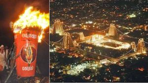 தமிழகம் முழுவதும் கார்த்திகைத் தீபத் திருநாள் கோலாகலம்.. திருவண்ணாமலையில் மகா தீபம் ஏற்றப்பட்டது..! 
