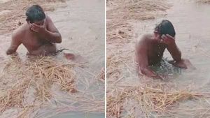 கடலூரில் பெருவெள்ளம் : தண்ணீரில் மூழ்கிய நெற்பயிர்கள் - வயலில் கண்ணீர் விட்டு கதறி அழுத விவசாயி 