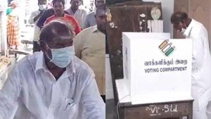 நல்ல நேரம் பார்த்து.. வாக்குச்சாவடியில் 5 நிமிடம் காத்திருந்து.. வாக்கினை பதிவு செய்த ரங்கசாமி! 