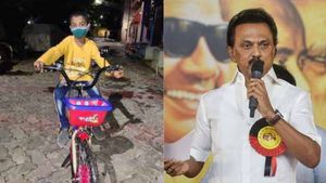 கொரோனா நிதி அனுப்பிய சிறுவனுக்கு சைக்கிள் வாங்கிக் கொடுத்த முதல்வர் ஸ்டாலின்... போனில் வாழ்த்து 