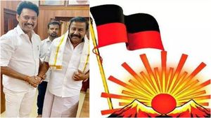 ஜெயிச்சா இப்படி ஜெயிக்கனும்... திருச்சி மாவட்டத்தின் 9 தொகுதிகளிலும் உயரப்பறக்கும் திமுக கொடி..! 
