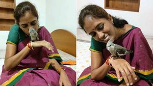 ஏ கிளியே.. ஜோதிமணி காதுல அப்படி என்ன ரகசியம் பேசறே.. கலகலக்கும் க்யூட் கிளிப்பேச்சு! 