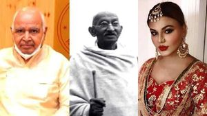 மகாத்மா காந்தியை விட நடிகை ராக்கி சாவந்த்தான் பெரிய ஆளுமையாம்!.. பாஜக தலைவரால் வெடித்த சர்ச்சை! 
