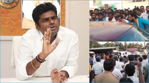 அண்ணாமலை நிகழ்ச்சியில் பாஜக கட்சிக்கொடியை தள்ளி விட்ட 