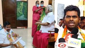 சாமியார் முன் தரையில் அமர்வதில் தப்பில்லையே! அமைச்சர் கே.என்.நேருக்கு அண்ணாமலை ஆதரவு 