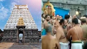 காஞ்சிபுரம் வரதராஜ பெருமாள் கோவிலில் வெடித்த வடகலை - தென்கலை பிரச்சினை - தள்ளுமுள்ளு தாக்குதல் 