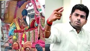 20 நிமிடம் பரபர பேச்சு! நள்ளிரவில் திடீர் பிரவேசம்! மதுரை ஆதினத்தை திடீரென சந்தித்த  அண்ணமலை! 
