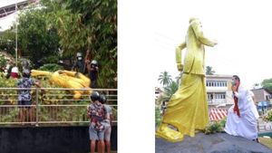 பாகுபலி பட வில்லன் பல்வால்தேவன் சிலை போல ராஜபக்சே சிலையை உடைத்த இலங்கை மக்கள் 