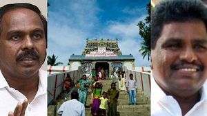 அமைச்சர் மனோ தங்கராஜ் தேர் இழுக்க கூடாது.. போராட்டம் நடத்திய பாஜக.. பரபரப்பு 