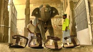 நெல்லையப்பர் கோவில் யானை காந்திமதியின் காலுக்கு செருப்பு.. குழந்தையாக பாவிக்கும் பக்தர்கள் 