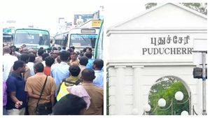 புதுச்சேரியில் இந்து முன்னணி முழு அடைப்பு.. மீறிய தமிழக அரசு பேருந்துகளின் கண்ணாடி கல்வீசி உடைப்பு 