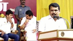 ராஜராஜசோழன் - ராஜேந்திர சோழன்! தளபதி சின்னவரை சான்றோனாக்கியுள்ளார்! அமைச்சர் செந்தில் பலாஜி புகழாரம்
