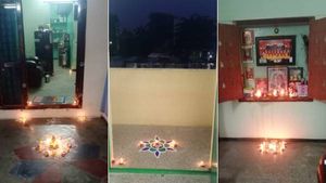 கார்த்திகை தீப திருவிழா தமிழகம் முழுவதும் கோலாகலம்..லட்ச தீபத்தில் ஜொலித்த மீனாட்சி அம்மன் கோவில் 