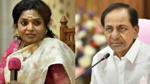 குடியரசு தினவிழாவிலும் மோதல்.. தேசியக்கொடி ஏற்றிய ஆளுநர் தமிழிசை! தெலங்கானா முதல்வர் புறக்கணிப்பு 