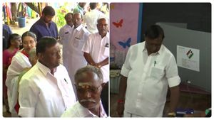 ஃபர்ஸ்டு ரவுண்டு.. நெக்ஸ்டு ஓட்டு! ஈரோடு கிழக்கில் வாக்களித்தார் அதிமுக வேட்பாளர் கே.எஸ்.தென்னரசு 