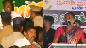 திமுகவை திட்டிய பெண் நிர்வாகி.. நாம் தமிழர் கூட்டத்தில் மதுபாட்டில் வீச்சு.. பதற்றம்-போலீஸ் அதிரடி