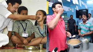 ருசியா இருக்கா..நல்லா சாப்பிடுங்க.. பள்ளி மாணவர்களுக்கு  உப்புமா பரிமாறிய முதல்வர்..வேலூரில் கள ஆய்வு 