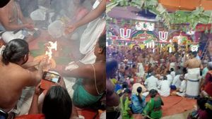 திருக்கோஷ்டியூர் சவுமிய நாராயண பெருமாள் கோவில் 27ல் கும்பாபிஷேகம்..யாகசாலை பூஜைகள் கோலாகலம் 