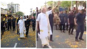 கேரளாவில்.. பூக்களுக்கு இடையே.. மோடியை நோக்கி வந்த மர்ம பொருள்.. பட்டென சுதாரித்த எஸ்பிஜி படை.. பரபர 