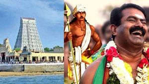 அரோகரா.. முருகனுக்கு அரோகரா! திருச்செந்தூர் முருகன் கோயிலுக்கு சீமான் 2 அடியில் தங்க வேல் காணிக்கை! 