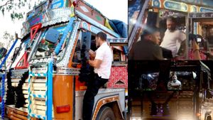 அட யாரு அது! நல்லா பாருங்க.. நள்ளிரவில் திடீரென லாரியில் பயணித்த ராகுல்.. இப்படி ஒரு காரணமா? அசத்தல் 