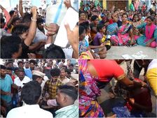 பட்டியல் சமூகத்தினரை கோயிலுக்குள் அனுமதிக்க எதிர்ப்பு.. தீக்குளிக்க முயன்றதால் பதற்றம் 