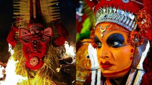 தஞ்சாவூரில் தெய்யம் நடனம்.. நேரில் வந்த காந்தாரா.. மெய்சிலிர்த்து ரசித்த மக்கள் 