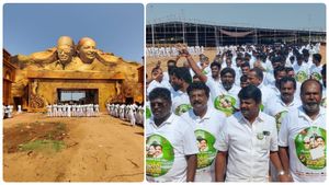 மதுரையில் ஓங்கி உயர்ந்த மலை..  உச்சியில் எம்ஜிஆர், ஜெயலலிதா... முகப்பே பிரம்மாண்டம்.. அதிமுக மாஸ் 