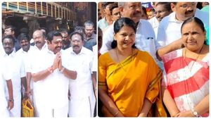 மதுரை மீனாட்சியம்மன் கோயிலுக்கு வந்த எடப்பாடி, கனிமொழி.. வளையல் கடையில் கனிமொழி.. ஒரே பரபரப்பு 
