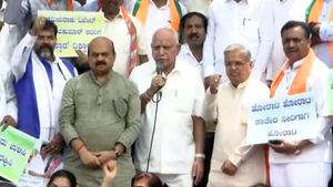 ஆக்ரோஷம்! தமிழகத்துக்கு காவிரியில் நீர் கொடுக்கக்கூடாது! பாஜக தலைவர்கள் போராட்டம் -பரபர பெங்களூர்