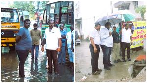 கொட்டிய மழையில் குடையுடன் களமிறங்கிய தூத்துக்குடி மேயர்! 3 மணி நேரத்தில் காணாமல் போன தேங்கிய நீர்! 
