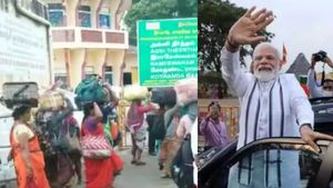  ராமேஸ்வரம்: பேருந்து சேவை நிறுத்தப்பட்டதால் 3 கி.மீ நடக்கும் பக்தர்கள்.. மோடி வருகை காரணமாக அவதி!