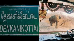 கிழிஞ்சது கிருஷ்ணகிரி.. ஒன்னும் புரியல.. அரசு பஸ் வேற பின்னால போகுது.. தேன்கனிக்கோட்டை ரோட்டில் பரபர