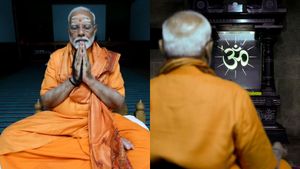 நெற்றியில் திருநீறு பட்டை.. கண் மூடி உருகி தியானத்தில் ஈடுபட்டு வரும் பிரதமர் மோடி! வெளியானது வீடியோ