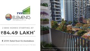 சென்னை 200Ft ரேடியல் சாலையில் 2BHK அப்பார்ட்மெண்ட்! 20:80 பேமண்ட் வசதியுடன் தரும் டிவிஎஸ் எம்ரால்டு