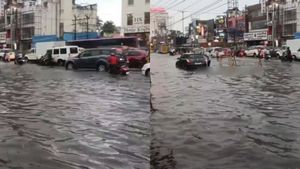 சென்னையே குளிர்ந்திருச்சு! கொளுத்திய மழை.. குளம்போல மாறிய ஜிஎஸ்டி சாலை..  ஸ்தம்பித்த போக்குவரத்து 