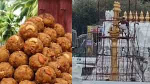 லட்டு பிரச்சினையே ஓயலை! திருப்பதி ஏழுமலையான் கோயில் தங்கக் கொடி மரம் சேதம்! அப்போ பிரம்மோற்சவம்? 