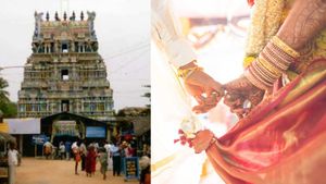 பெண் பக்தையுடன் டும் டும் டும்.. கும்பகோணம் சூர்யனார் கோவில் மடாதிபதி பெங்களூரில் பதிவு திருமணம் 