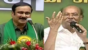  அன்புமணி சீரியஸாக பேசிக்கொண்டிருக்கும்போதே திடீரென மைக்கை எடுத்த ராமதாஸ்.. சொன்ன அந்த ஒரு வார்த்தை!