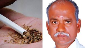 வேளாங்கண்ணி அருகே கஞ்சாவுடன் ஊராட்சி மன்ற தலைவர் கைது.. வாகனத்தை மறித்து கிராம மக்கள் போராட்டம் 