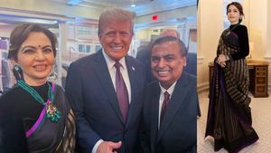  டிரம்ப் பதவியேற்பு நிகழ்ச்சியில் காஞ்சி பட்டுப்புடவை+ மரகத நெக்லஸில் ஜொலித்த நீடா அம்பானி! 