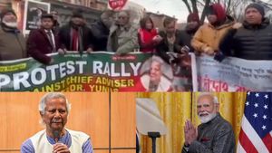 முகமது யூனுஸ் பதவி விலகனும்.. மோடி தங்கியிருந்த மாளிகை அருகே பயங்கர கோஷம்.. பரபரத்த அமெரிக்கா