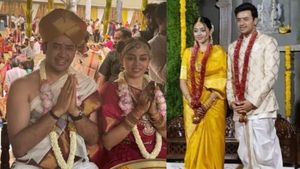  தமிழ்நாட்டு பெண்ணை திருமணம் செய்தார் பாஜக எம்.பி தேஜஸ்வி சூர்யா! அண்ணாமலை பங்கேற்று வாழ்த்து!