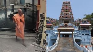 மருதமலை கோயிலில் நாளை குடமுழுக்கு.. இன்று முருகனின் வெள்ளி வேல் திருட்டு.. யார் அந்த சாமியார்? 